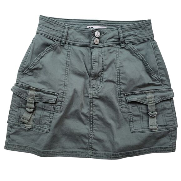 SO Juniors Cargo Utility Mini Skirt Womens 1/25W Green Y2K - Picture 9 of 9